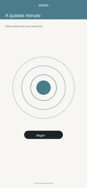 Kcalm's home screen, showing a single large button to begin a session